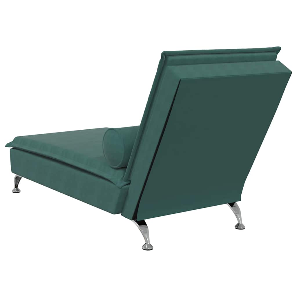 Chaise Longue Massaggi con Capezzale Verde Scuro in Velluto - homemem39