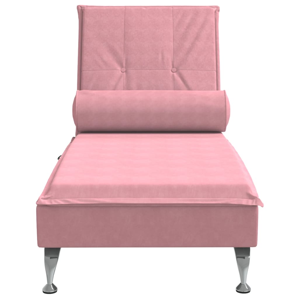 Chaise Longue Massaggi con Cuscino Rosa in Velluto - homemem39