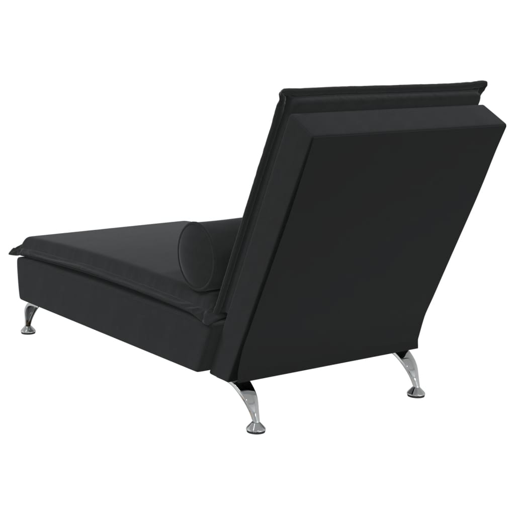 Chaise Longue Massaggi con Cuscino a Rullo Nero in Velluto - homemem39