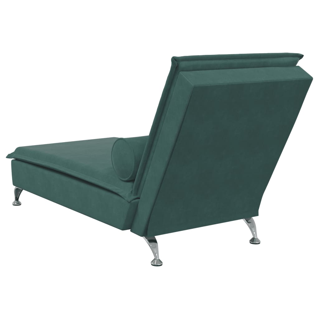 Chaise Longue Massaggi con Capezzale Verde Scuro in Velluto - homemem39