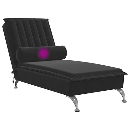 Chaise Longue Massaggi con Cuscino a Rullo Nero in Velluto - homemem39