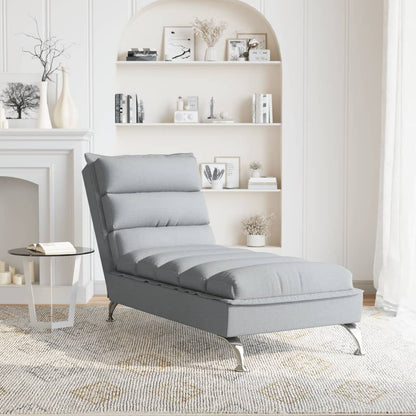 Chaise Longue con Cuscini Grigio Chiaro in Tessuto - homemem39