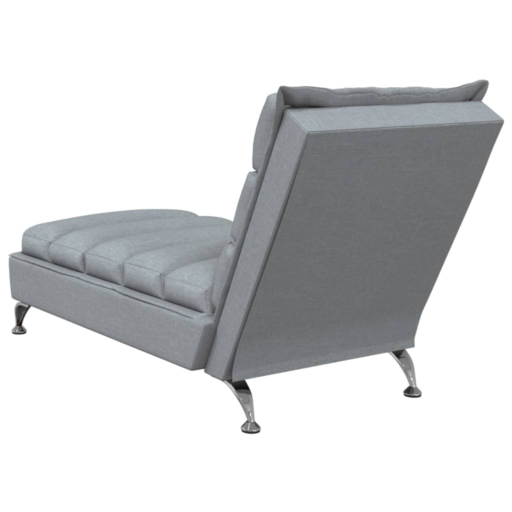 Chaise Longue con Cuscini Grigio Chiaro in Tessuto - homemem39