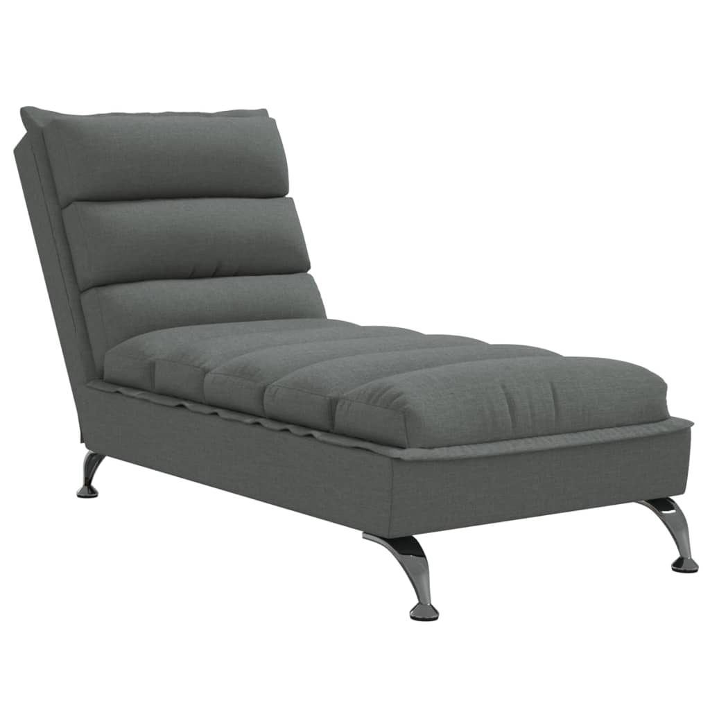 Chaise Longue con Cuscini Grigio Scuro in Tessuto