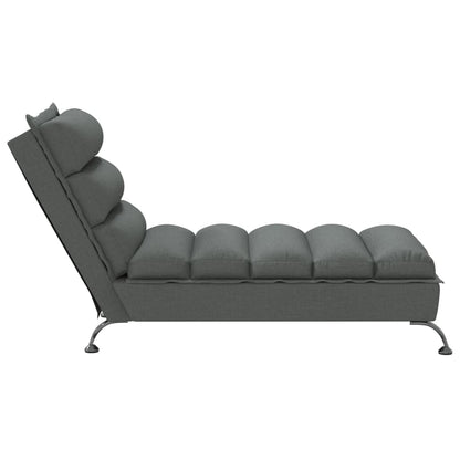 Chaise Longue con Cuscini Grigio Scuro in Tessuto