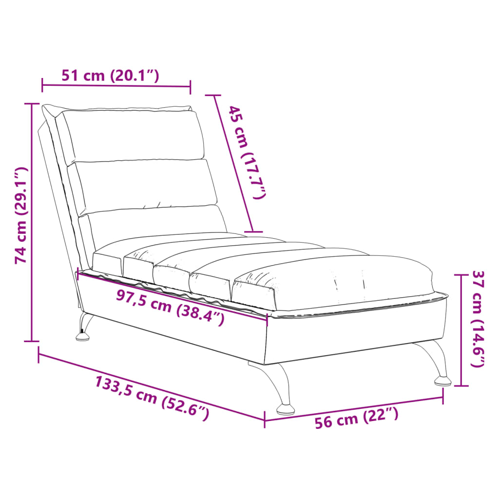 Chaise Longue con Cuscini Grigio Scuro in Tessuto