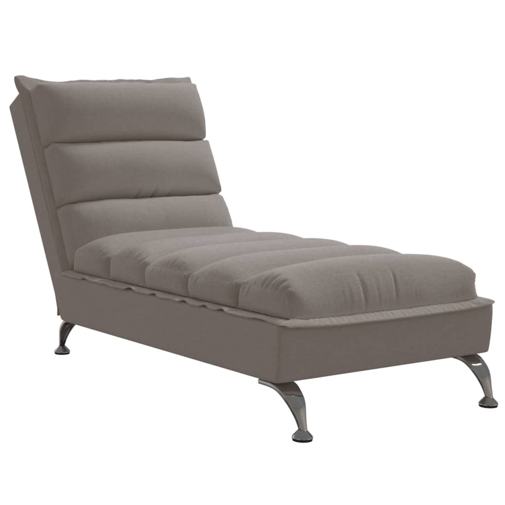 Chaise Longue con Cuscini Tortora in Tessuto