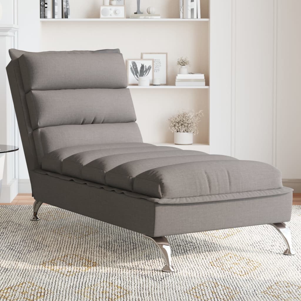 Chaise Longue con Cuscini Tortora in Tessuto - homemem39