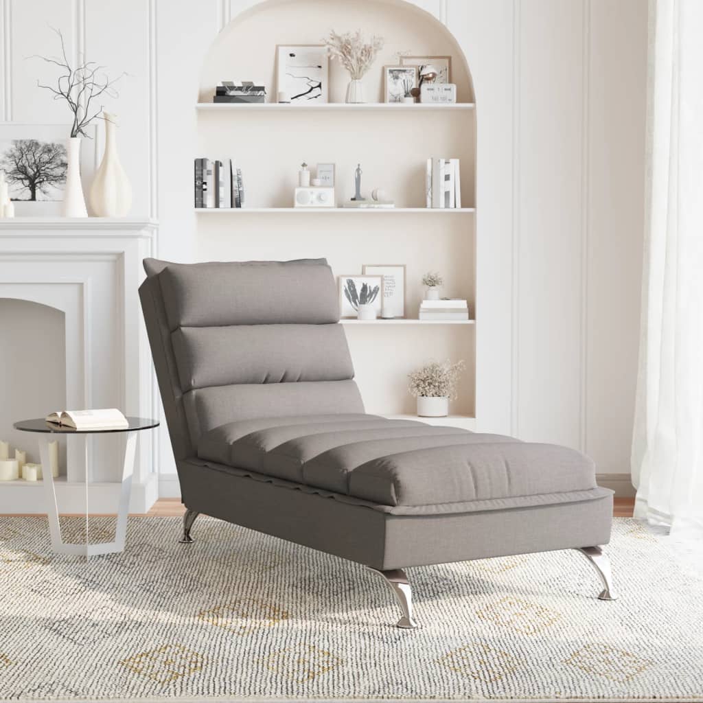 Chaise Longue con Cuscini Tortora in Tessuto - homemem39