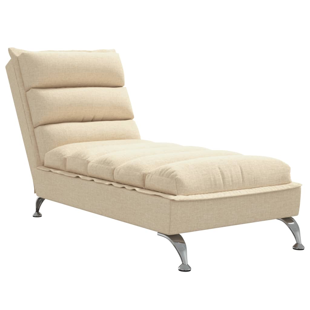 Chaise Longue con Cuscini Crema in Tessuto - homemem39