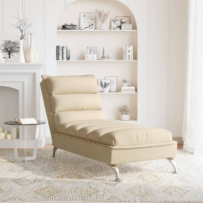 Chaise Longue con Cuscini Crema in Tessuto - homemem39