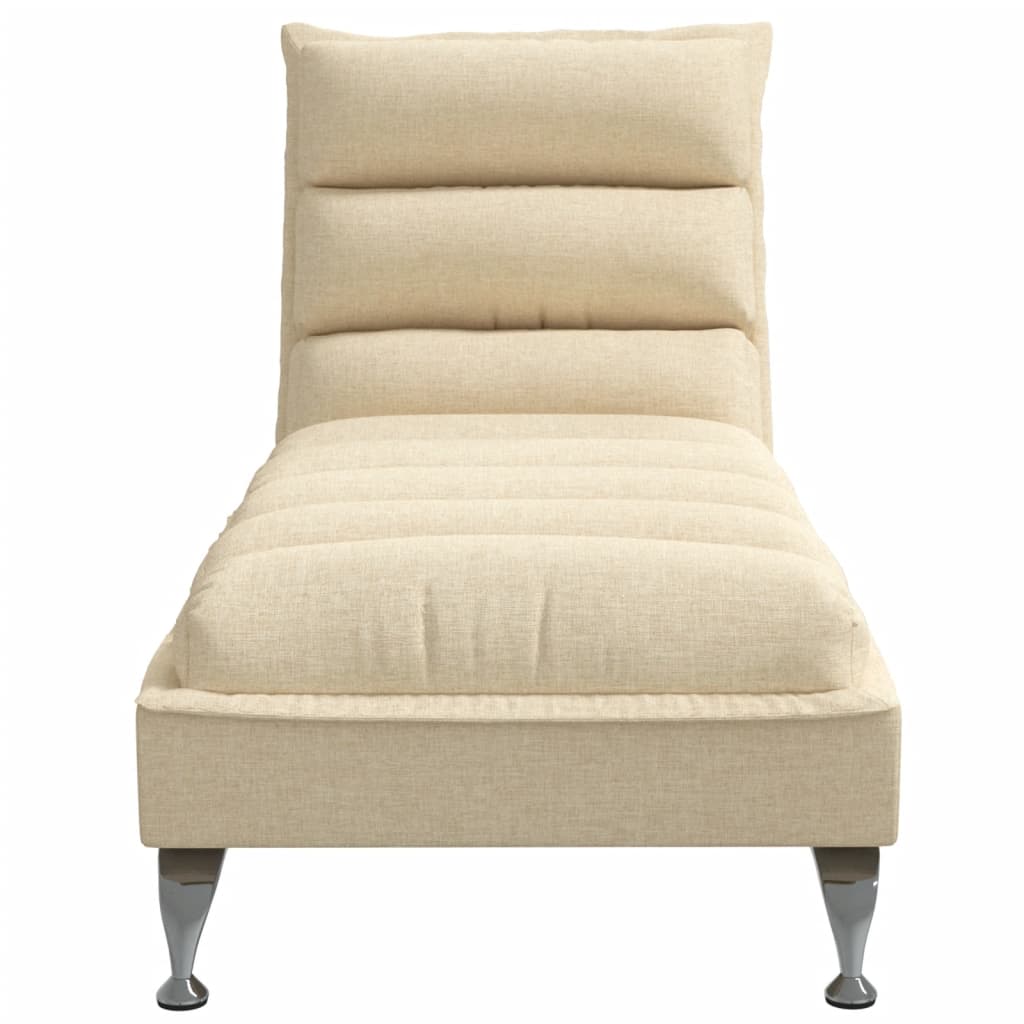 Chaise Longue con Cuscini Crema in Tessuto - homemem39