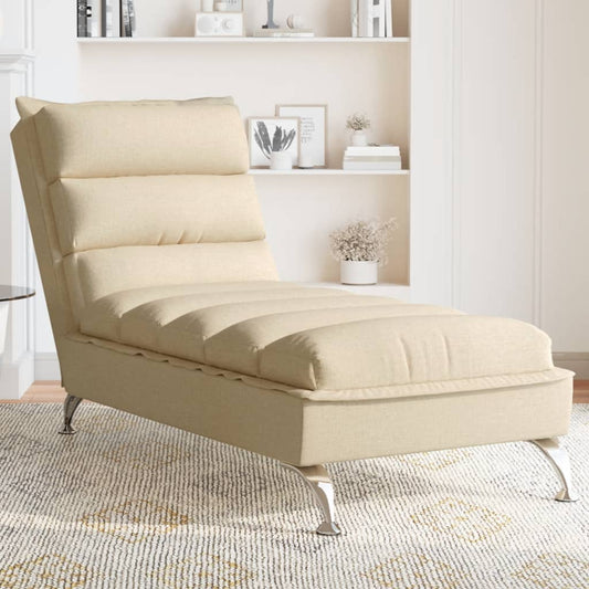 Chaise Longue con Cuscini Crema in Tessuto - homemem39