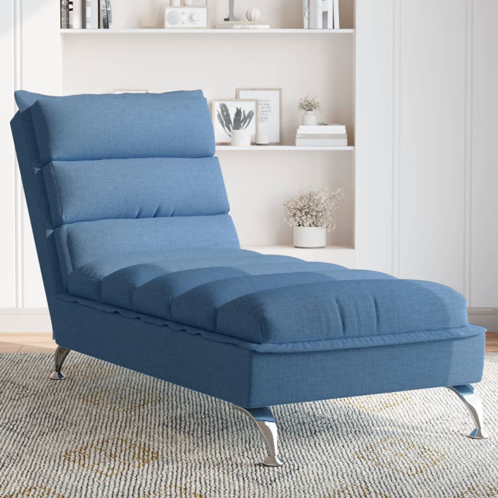 Chaise Longue con Cuscini Blu in Tessuto - homemem39