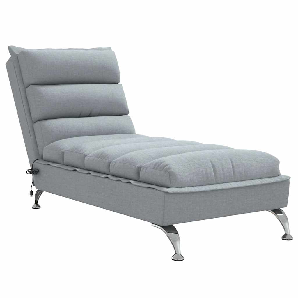 Chaise Longue Massaggi con Cuscini Grigio Chiaro in Tessuto - homemem39