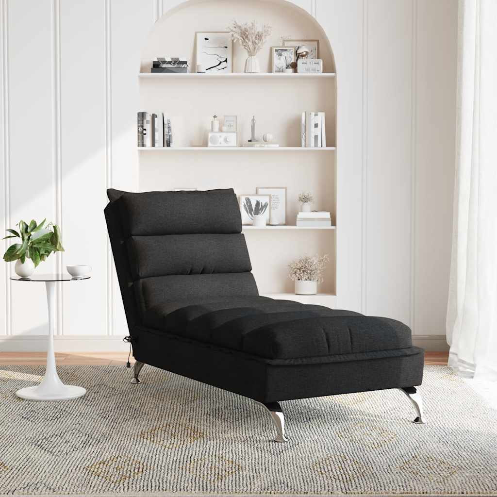 Chaise Longue Massaggi con Cuscini Nero in Tessuto - homemem39