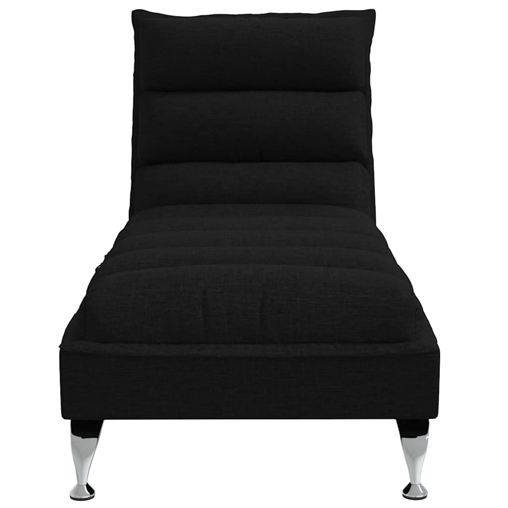 Chaise Longue Massaggi con Cuscini Nero in Tessuto - homemem39