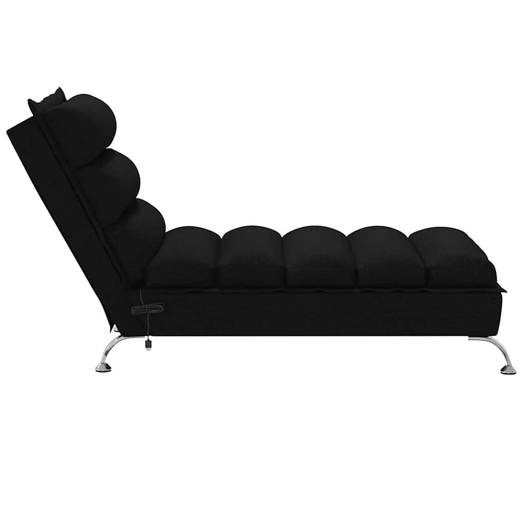 Chaise Longue Massaggi con Cuscini Nero in Tessuto