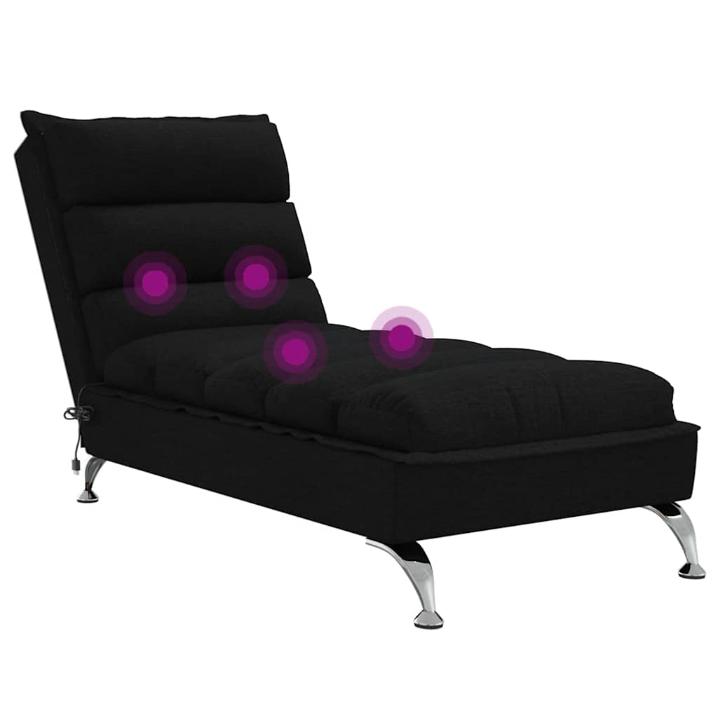 Chaise Longue Massaggi con Cuscini Nero in Tessuto - homemem39