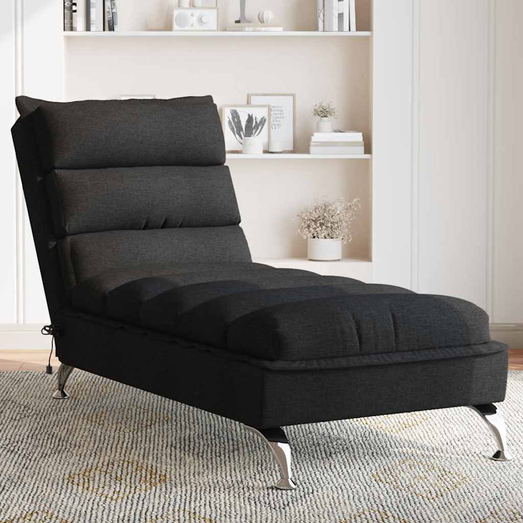 Chaise Longue Massaggi con Cuscini Nero in Tessuto - homemem39