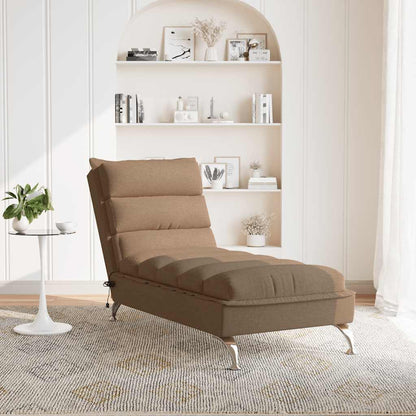 Chaise Longue Massaggi con Cuscini Marrone in Tessuto