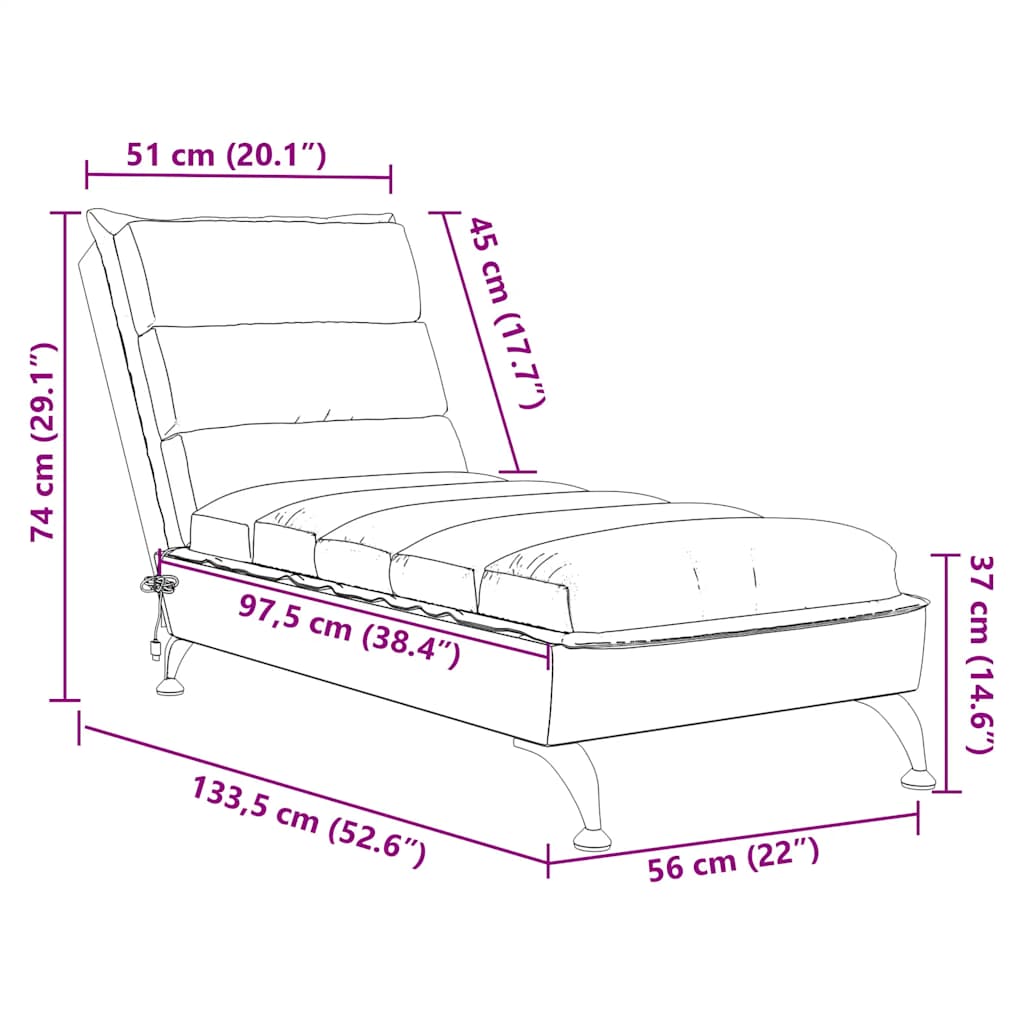 Chaise Longue Massaggi con Cuscini Tortora in Tessuto