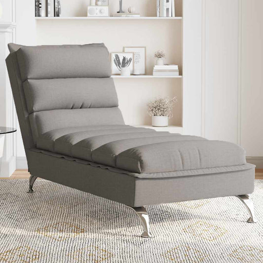 Chaise Longue Massaggi con Cuscini Tortora in Tessuto