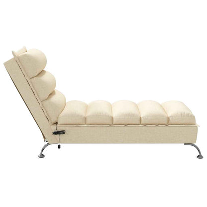 Chaise Longue Massaggi con Cuscini Crema in Tessuto