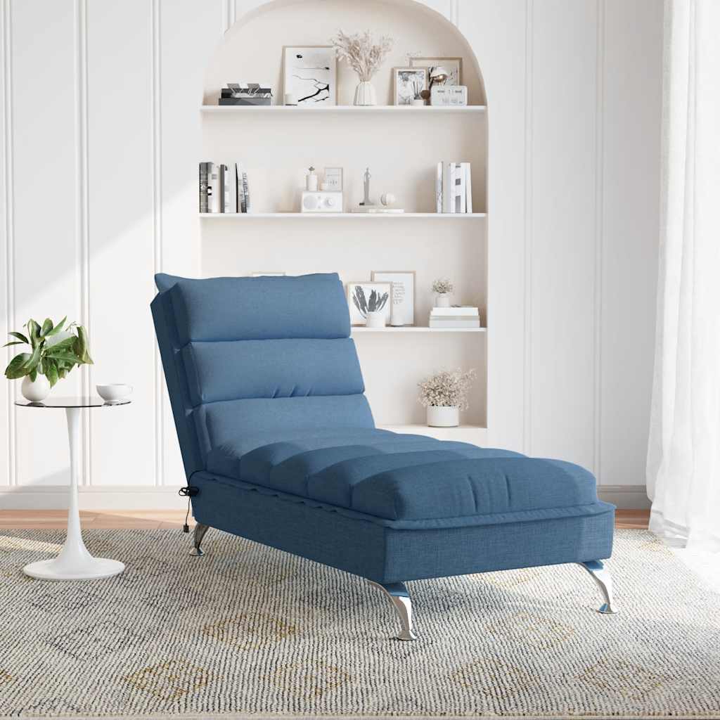 Chaise Longue Massaggi con Cuscini Blu in Tessuto - homemem39