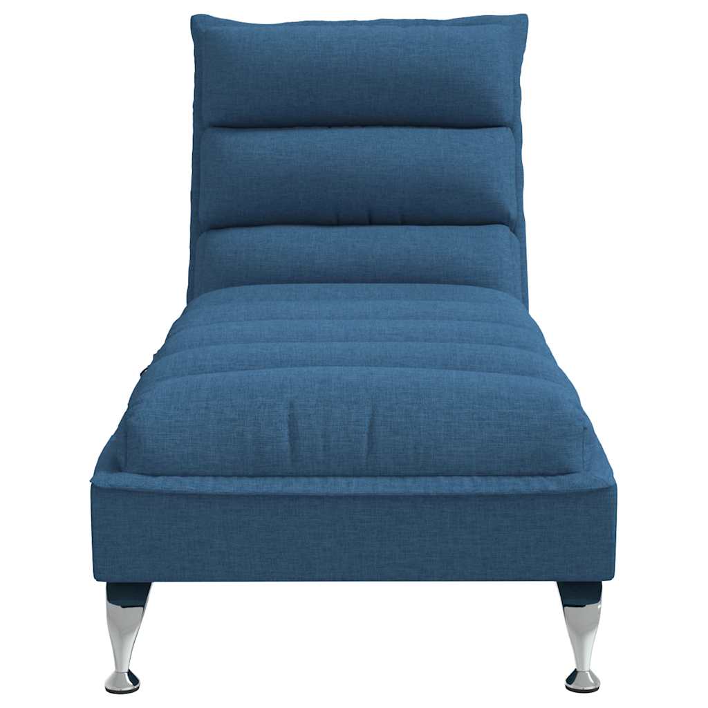 Chaise Longue Massaggi con Cuscini Blu in Tessuto