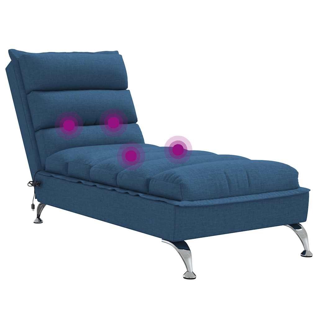 Chaise Longue Massaggi con Cuscini Blu in Tessuto - homemem39