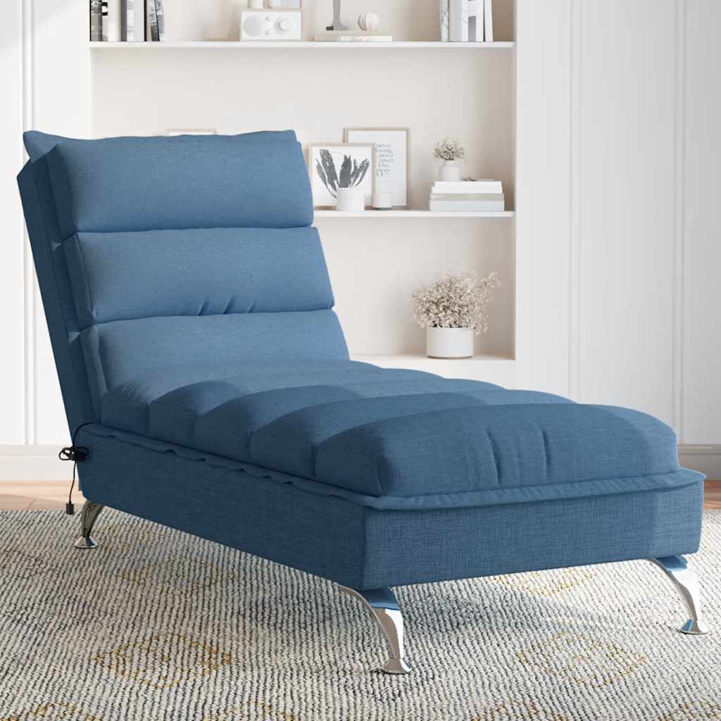 Chaise Longue Massaggi con Cuscini Blu in Tessuto - homemem39