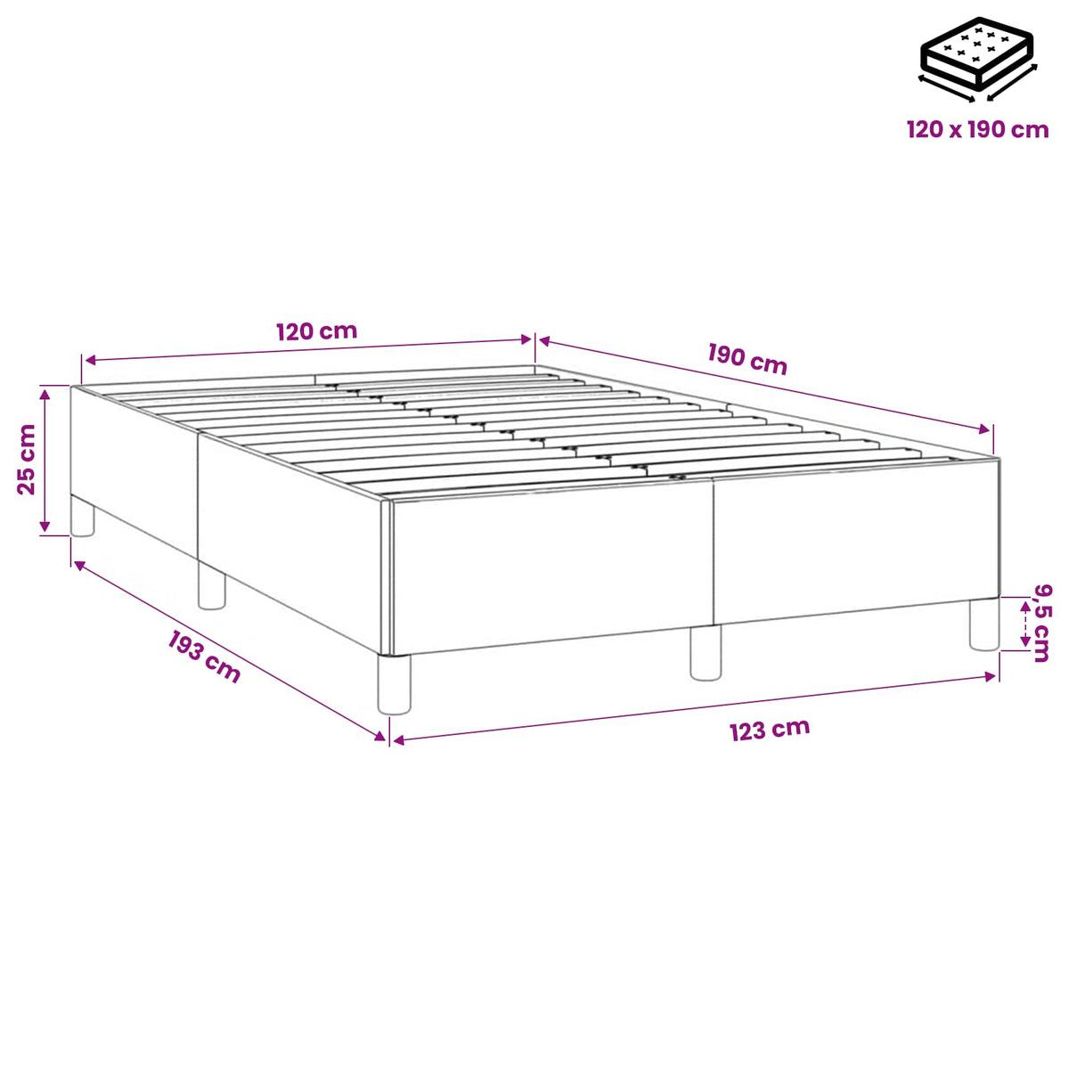 Giroletto senza Materasso Grigio Chiaro 120x190 cm Velluto