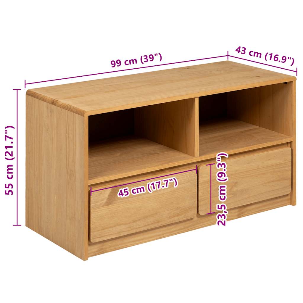 Mobile TV SAUDA Rovere 99x43x55 cm in Legno Massello di Pino | homemem39