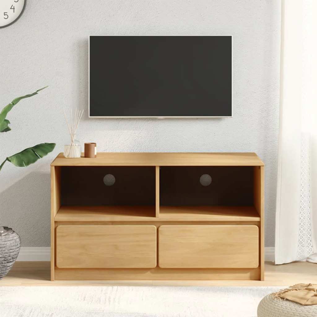 Mobile TV SAUDA Rovere 99x43x55 cm in Legno Massello di Pino | homemem39