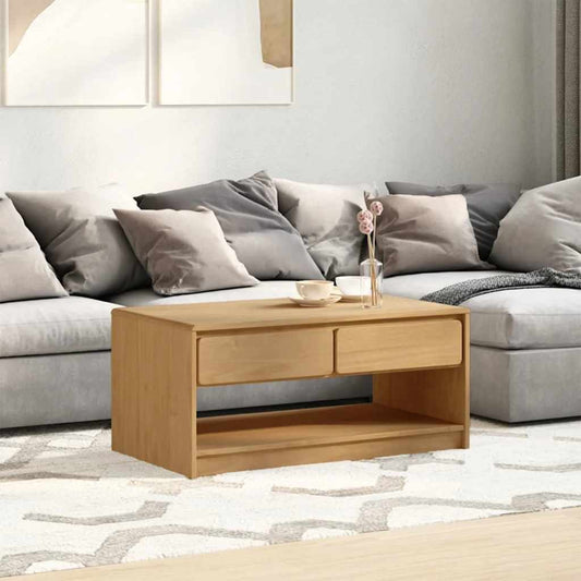 Tavolino Salotto SAUDA Rovere 99x55x45 cm Legno Massello Pino | homemem39