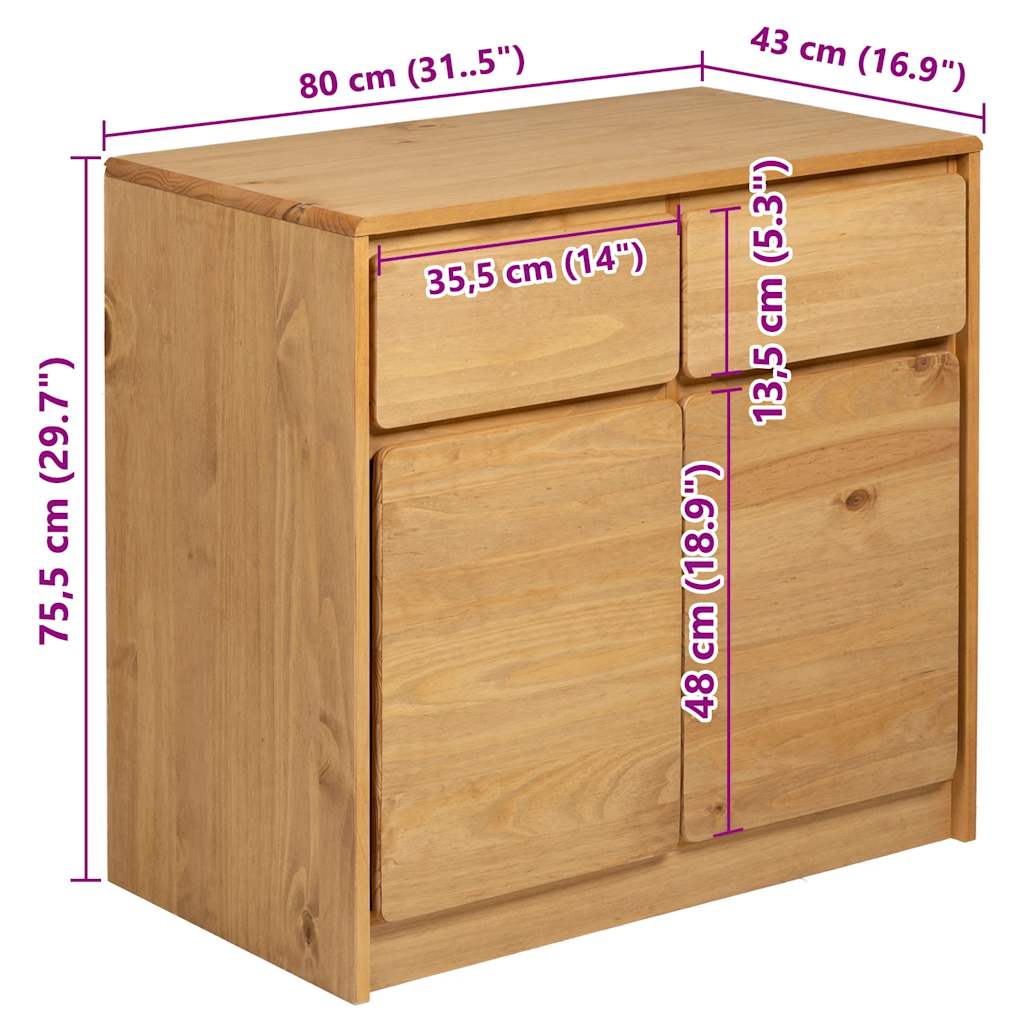 Credenza SAUDA 80x43x75,5 cm in Legno Massello di Pino | homemem39