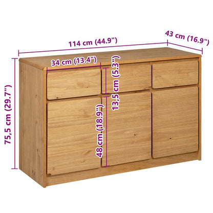 Credenza SAUDA Rovere 114x43x75,5 cm in Legno Massello di Pino - homemem39