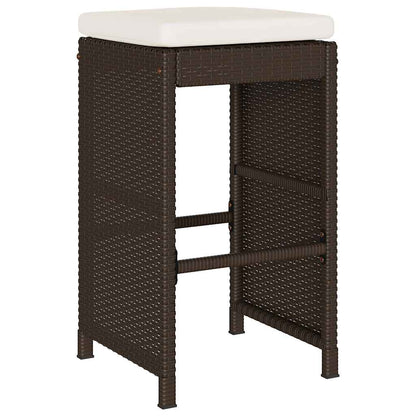Sgabelli da Bar con Cuscini 2 pz Marroni in Polyrattan | homemem39