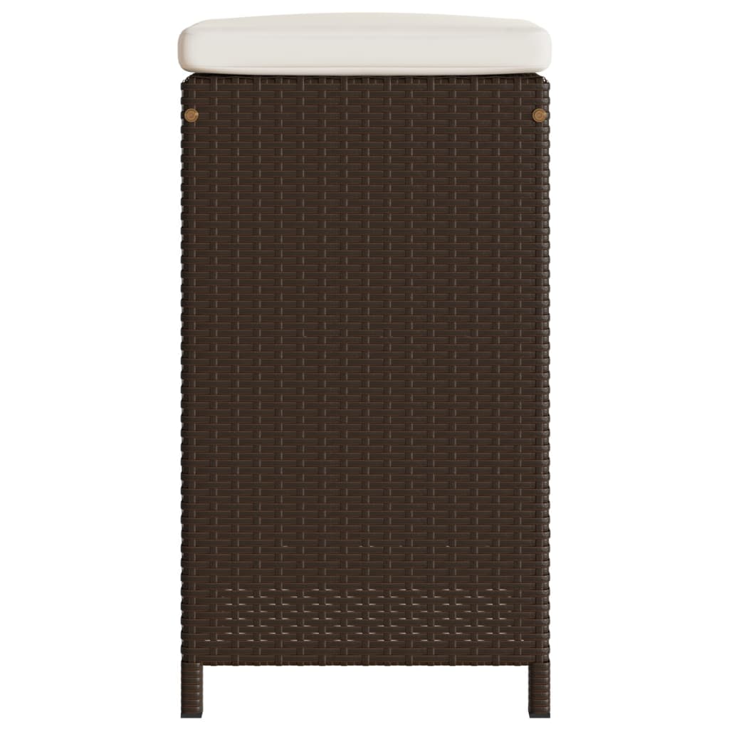 Sgabelli da Bar con Cuscini 2 pz Marroni in Polyrattan - homemem39