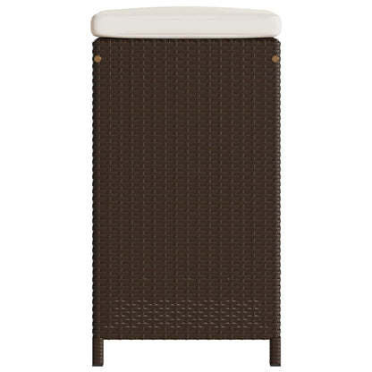 Sgabelli da Bar con Cuscini 2 pz Marroni in Polyrattan - homemem39