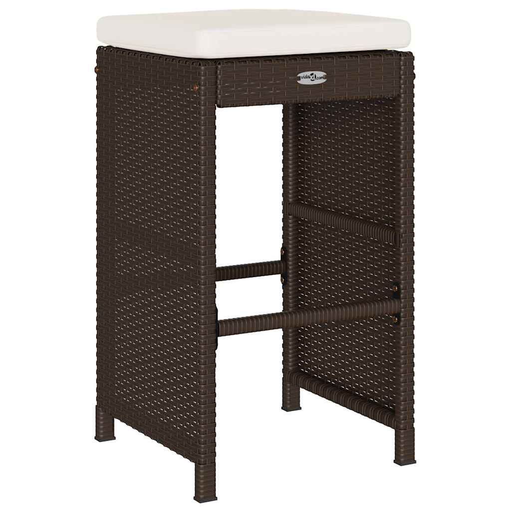 Sgabelli da Bar con Cuscini 2 pz Marroni in Polyrattan | homemem39