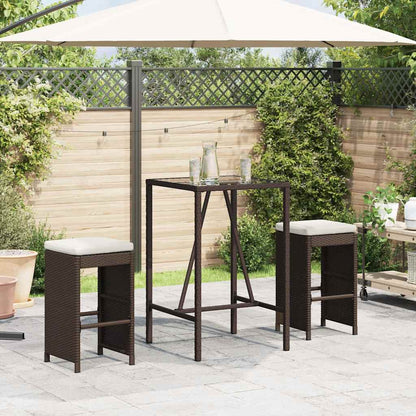 Sgabelli da Bar con Cuscini 2 pz Marroni in Polyrattan | homemem39