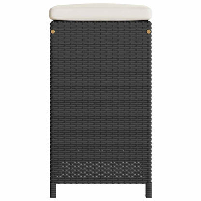 Sgabelli da Bar con Cuscini 2 pz Neri in Polyrattan | homemem39