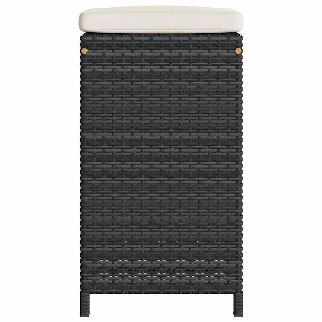 Sgabelli da Bar con Cuscini 2 pz Neri in Polyrattan - homemem39