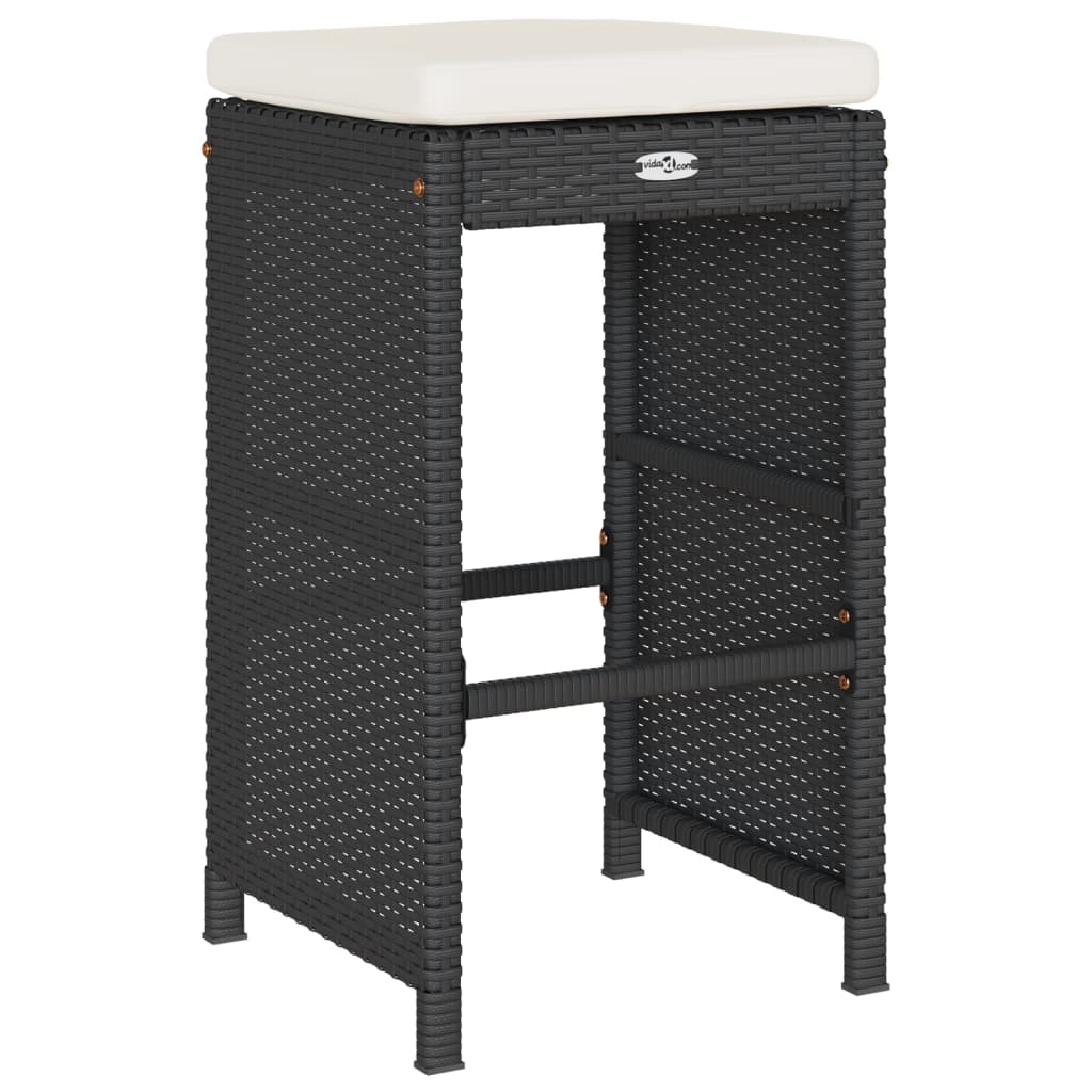 Sgabelli da Bar con Cuscini 2 pz Neri in Polyrattan - homemem39