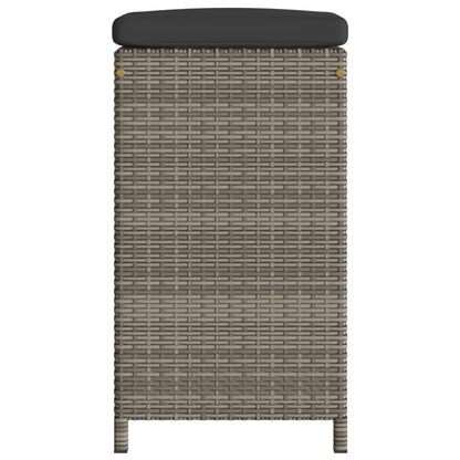 Sgabelli da Bar con Cuscini 2 pz Grigi in Polyrattan - homemem39