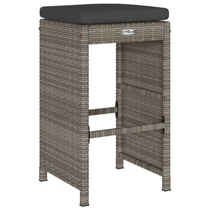 Sgabelli da Bar con Cuscini 2 pz Grigi in Polyrattan | homemem39