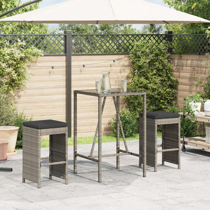 Sgabelli da Bar con Cuscini 2 pz Grigi in Polyrattan - homemem39