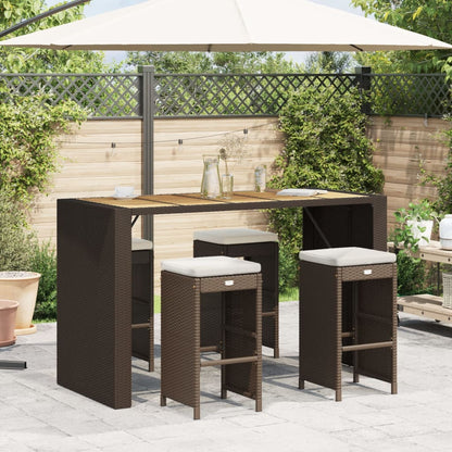 Sgabelli Bar da Giardino con Cuscini 4 pz Marroni in Polyrattan - homemem39